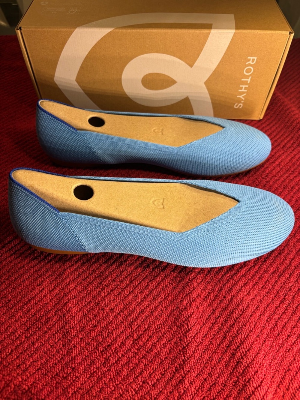 Rothy's Robin Blue Knit Slip-On Flats - Picture 2 of 5